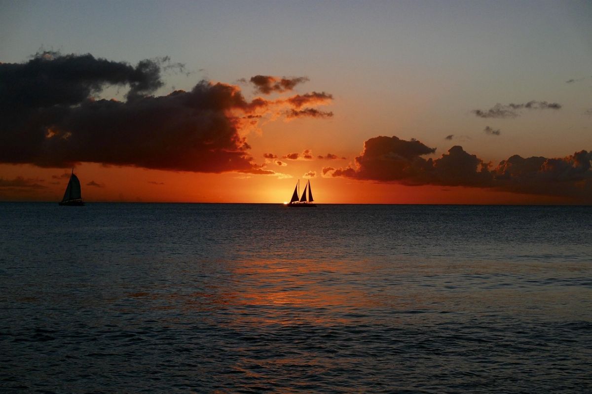 barbados, sunset, tropical, beach, nature, evening, ocean, sailboat, caribbean, vacation