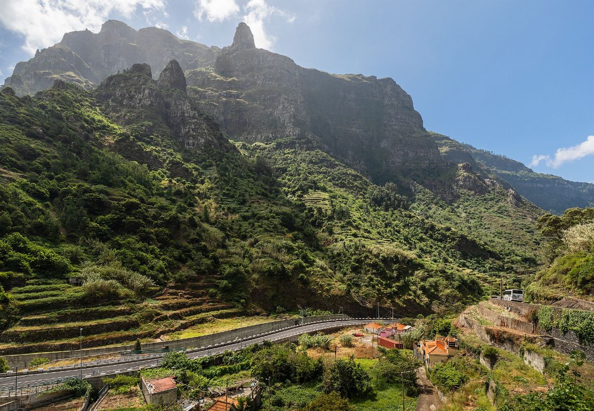 Ribeira Brava valley and Pico da Cruz in Serra de Água, Ribeira Brava, Madeira, 2023 May