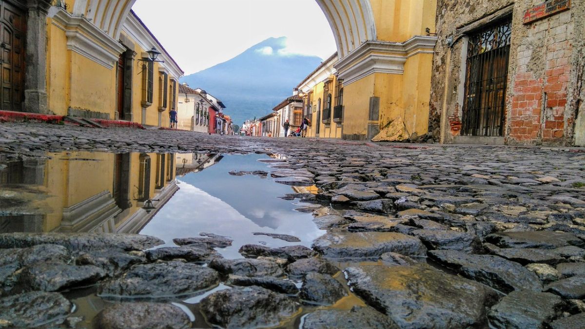 antigua guatemala, sunrise, guatemala, agua volcano, nature, santa catalina arch, Antigua Guatemala, Sacatepéquez Department, Guatemala