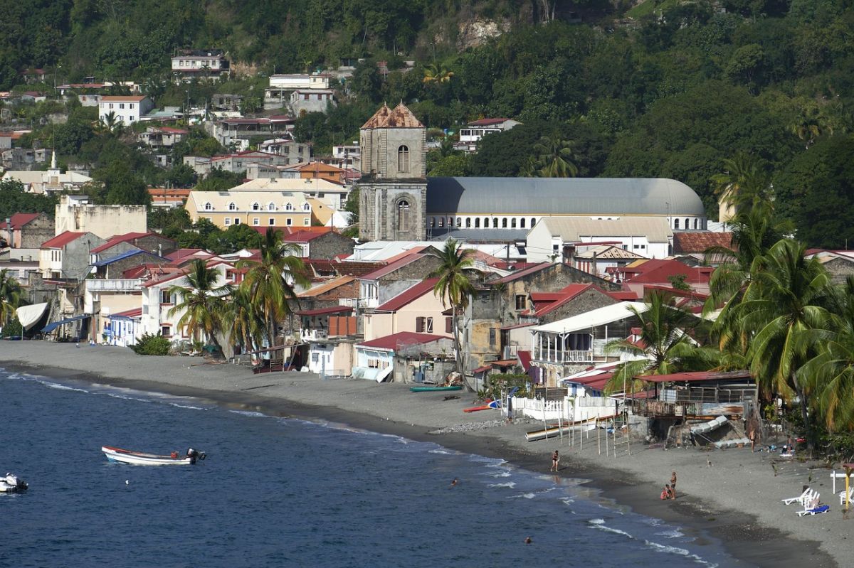 martinique, caribbean, france, sea, overseas, panorama, nature, outlook, beach, village, church